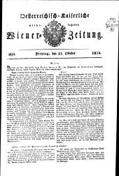 Wiener Zeitung 18141021 Seite: 1