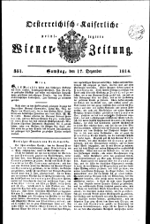 Wiener Zeitung 18141217 Seite: 1
