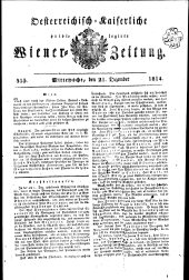 Wiener Zeitung 18141221 Seite: 1