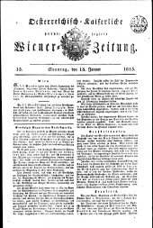 Wiener Zeitung 18150115 Seite: 1