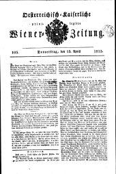 Wiener Zeitung 18150413 Seite: 1
