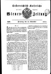 Wiener Zeitung 18150915 Seite: 1