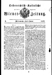 Wiener Zeitung 18160103 Seite: 1