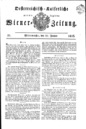 Wiener Zeitung 18160131 Seite: 1