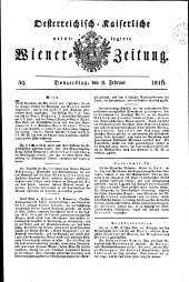 Wiener Zeitung 18160208 Seite: 1