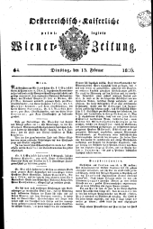 Wiener Zeitung 18160213 Seite: 1