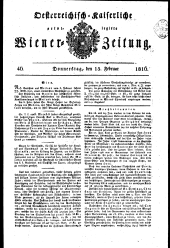 Wiener Zeitung 18160215 Seite: 1