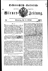 Wiener Zeitung 18160218 Seite: 1