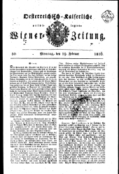 Wiener Zeitung 18160219 Seite: 1