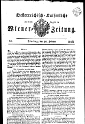 Wiener Zeitung 18160220 Seite: 1