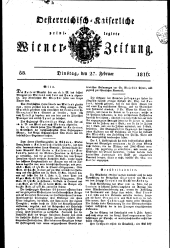 Wiener Zeitung 18160227 Seite: 1