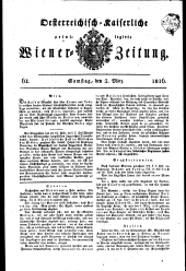 Wiener Zeitung 18160302 Seite: 1