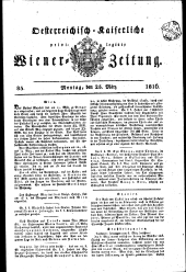 Wiener Zeitung 18160325 Seite: 1