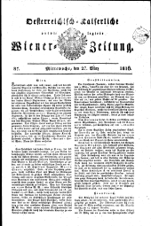 Wiener Zeitung 18160327 Seite: 1