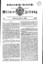 Wiener Zeitung 18160331 Seite: 1