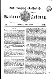 Wiener Zeitung 18160408 Seite: 1