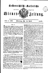 Wiener Zeitung 18160415 Seite: 1