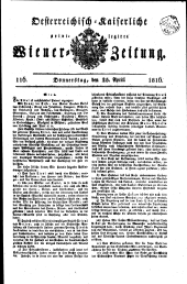 Wiener Zeitung 18160425 Seite: 1