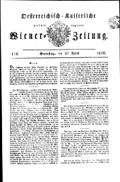 Wiener Zeitung 18160427 Seite: 1