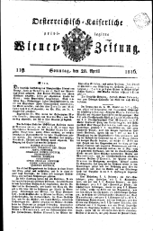 Wiener Zeitung 18160428 Seite: 1