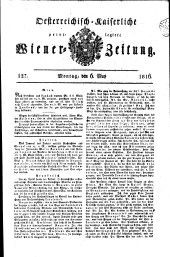 Wiener Zeitung 18160506 Seite: 1