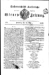 Wiener Zeitung 18160510 Seite: 1