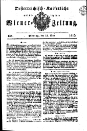 Wiener Zeitung 18160513 Seite: 1