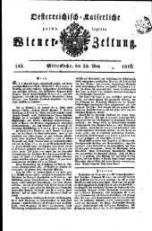 Wiener Zeitung 18160522 Seite: 1