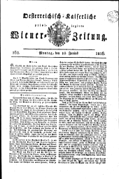 Wiener Zeitung 18160610 Seite: 1