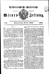 Wiener Zeitung 18160620 Seite: 1