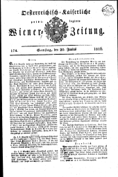 Wiener Zeitung 18160622 Seite: 1