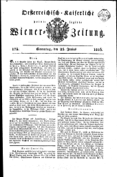 Wiener Zeitung 18160623 Seite: 1