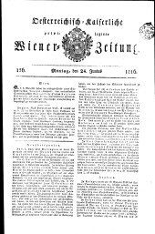 Wiener Zeitung 18160624 Seite: 1