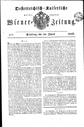 Wiener Zeitung 18160625 Seite: 1