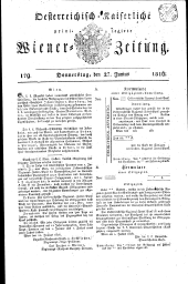 Wiener Zeitung 18160627 Seite: 1