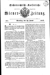 Wiener Zeitung 18160629 Seite: 1