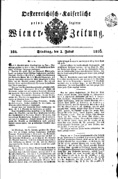 Wiener Zeitung 18160702 Seite: 1