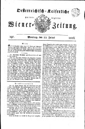 Wiener Zeitung 18160715 Seite: 1