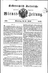 Wiener Zeitung 18160721 Seite: 1