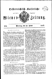 Wiener Zeitung 18160722 Seite: 1