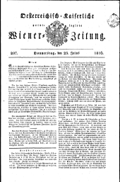 Wiener Zeitung 18160725 Seite: 1