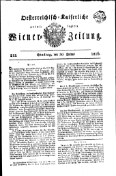 Wiener Zeitung 18160730 Seite: 1