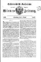 Wiener Zeitung 18160803 Seite: 1