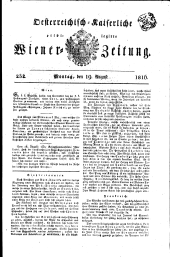 Wiener Zeitung 18160819 Seite: 1