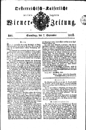 Wiener Zeitung 18160907 Seite: 1