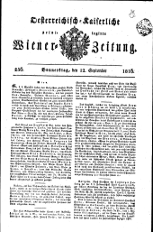 Wiener Zeitung 18160912 Seite: 1