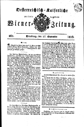 Wiener Zeitung 18160917 Seite: 1