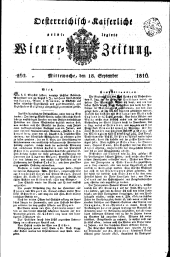 Wiener Zeitung 18160918 Seite: 1