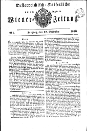 Wiener Zeitung 18160927 Seite: 1