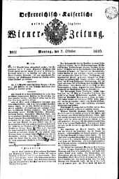 Wiener Zeitung 18161007 Seite: 1
